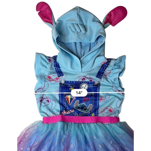 Disney Lilo & Stitch Blue Shirt Sleeve Dress 7-8 Princess Cosplay Fantasy Casual - Picture 2 of 9